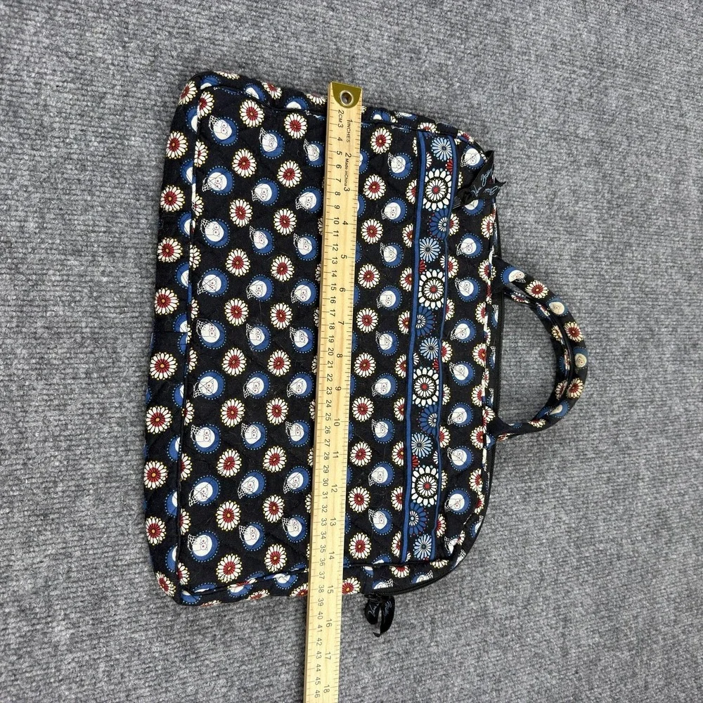 Vera Bradley Laptop Bag Womens Large Black Owl Print Quilted Zip Handles